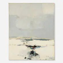 Ciel et terre d’Alsace sous la neige by Roger Mühl, 1969, oil on canvas, sold Mar 2025