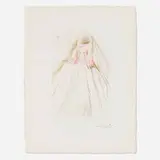 Salvador Dalí, La Reine avait bliaut de soie (from the Tristan et Iseult portfolio), 1970, drypoint etching in colors on Japan nacré