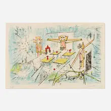 Roberto Sebastian Matta, Les quatre observateurs ou l'objet du dialogue, 1957, lithograph in colors
