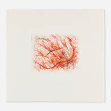 St. Joan Variant II (Fire) by Louisa Chase, 1984, etching and aquatint in colors, sold Mar 2025