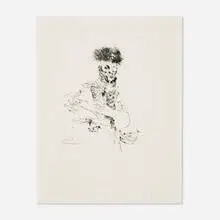 Death’s Head Hussar by Jack Levine, 1965, etching on BFK Rives, sold Mar 2025