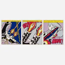 Roy Lichtenstein, As I Opened Fire (triptych), 1966, offset lithograph in colors on wove paper