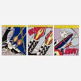 Roy Lichtenstein, As I Opened Fire (triptych), 1966, offset lithograph in colors on wove paper