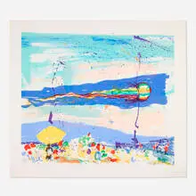 Kite on Gibsons Beach by Malcolm Morley, 1987, lithograph in colors on Arches, sold Mar 2025