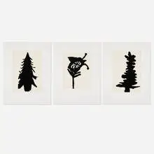 Donald Baechler, Three works from the Flowers and Trees (for Klaus Wittman) portfolio, 1990, relief print in colors with Chine collé