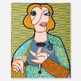 Enrico Baj, La profetessa Deborah, 1972, screenprint in colors and collage on canvas