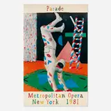 David Hockney, Parade, Metropolitan Opera poster, 1981, offset lithograph in colors