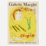 Marc Chagall, La fond jaune, Galerie Maeght exhibition poster, 1969, lithograph in colors