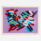 Innocent Cat (from the Cats portfolio) by Karel Appel, 1978, lithograph in colors on Japon, sold Mar 2025