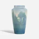 Scenic Vellum vase with forest landscape by Charles Jasper McLaughlin for Rookwood Pottery, sold Mar 2023