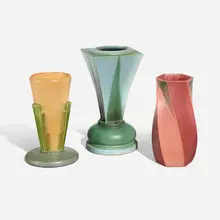 Roseville Pottery, Collection of three Futura vases, sculpture