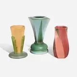 Collection of three Futura vases by Roseville Pottery, sculpture, sold Mar 2023