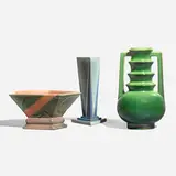 Collection of three Futura works by Roseville Pottery, c. 1928, glazed earthenware, sold Mar 2023