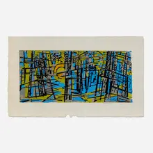Werner Drewes, Blue Forest (No. 202), 1961, woodcut in colors