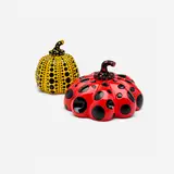 Pumpkins, set of two by Yayoi Kusama, 2015, lacquered resin, sold Mar 2023