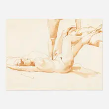 Untitled by Philip Pearlstein, 1966, watercolor on paper laid to board, sold Jan 2022