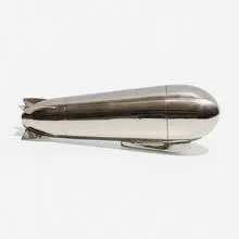 J.A. Henckels, Zeppelin cocktail shaker and traveling bar, 1928, silver-plated brass