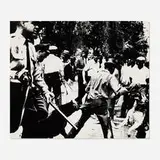 Birmingham Race Riot (from the X + X (Ten Works by Ten Painters) portfolio) by Andy Warhol, 1964, screenprint in colors on wove paper, sold Jan 2022