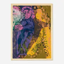 angel by Corita Kent, 1956, screenprint in colors, sold Nov 2021