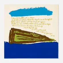 in awe by Corita Kent, 1971, screenprint in colors, sold Nov 2021