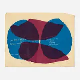love and a butterfly #2 by Corita Kent, 1963, screenprint in colors, sold Nov 2021