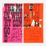 only you and i (part 1 and part 2) by Corita Kent, 1969, screenprint in colors, sold Nov 2021