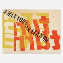 a man you can lean on by Corita Kent, 1966, screenprint in colors on pellon, sold Nov 2021