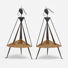 Mingazzi, Children's chairs, pair, c. 1955, wrought iron, cane