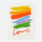 love is hard work by Corita Kent, 1985, screenprint in colors, sold Oct 2021