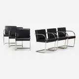 Brno chairs, set of six by Ludwig Mies van der Rohe, leather, stainless steel, sold Oct 2021