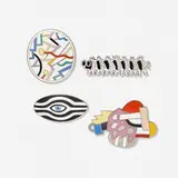 Collection of four brooches by Ettore Sottsas and Nathalie du Pasquier, c. 1985, enamel, silver plate, sold Oct 2021