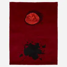 Burst pile carpet by Adolph Gottlieb, c. 1970, machine-woven wool, sold Oct 2021