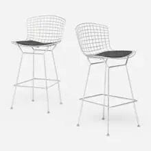 Bar stools, pair by Harry Bertoia, matte chrome-plated steel, sold Oct 2021