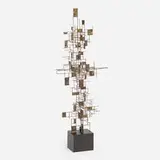 Modern, Untitled, c. 1975, patinated steel with ebonized wood base