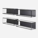Ron Gilad, Grado° bookshelves, set of four, 2014, patinated metal, etched glass, lacquered wood