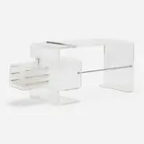 Michel Dumas, Desk, c. 1971, Lucite, chrome-plated and stainless steel, acrylic