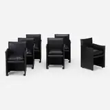 Mario Bellini, 401 Break armchairs, set of six, 1976, leather, casters
