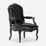Louis XV Style, Armchair, c. 2000, carved and lacquered wood, faux crocodile