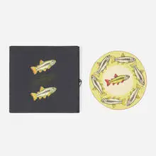 Ed Paschke, Fish Plate, 1997, hand-colored line-cut and letterpress