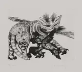 Colin, Untitled, COLIN SELF (b.1941) Cat with a Bird drypoint etching