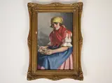 István Szász, Girl with a Plate, 19th century, Oil on cardboard