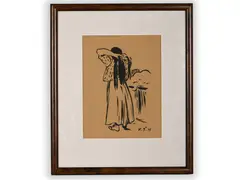 Václav Špála, A Girl, First half of 20th century, Ink, paper