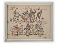 Milada Marešová, Slavic Carnival, 1957, Watercolour, ink, paper