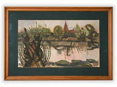 Vilém Plocek, Willow by the Pond, 1948, Tempera, paper