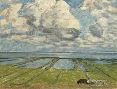 Max Clarenbach, "Wolken über Wattenmeer", 1934 oder früher, Pastellkreide auf Papier