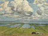 Max Clarenbach, "Wolken über Wattenmeer", 1934 oder früher, Pastellkreide auf Papier