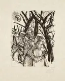 Otto Dix, Die Gefangennahme, 1960, Farblithographie auf weißem Japan