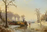 Andreas Achenbach, Winterlandschaft mit vereistem Fluss