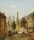 Franz Stegmann, Prozession zur Mariensäule vor St. Gereon in Köln, 1863, Öl auf Leinwand