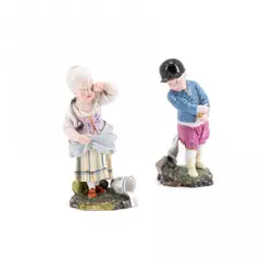 Höchst, Zwei Kinderfiguren, 18. Jh, Porzellan, farbig staffiert